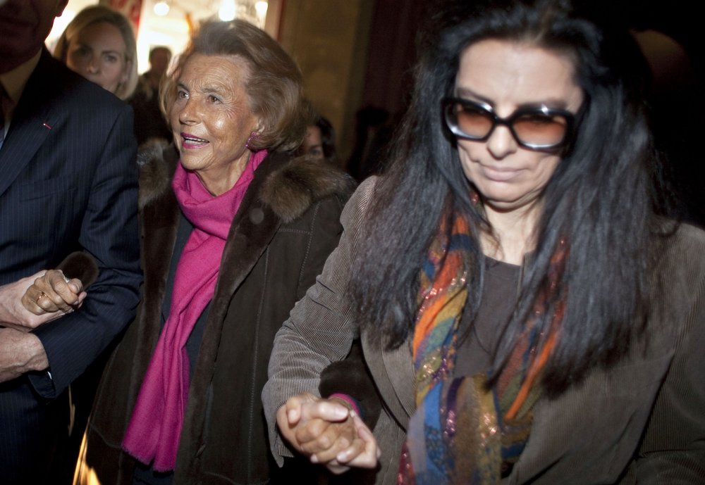 Liliane Bettencourt and her daughter Bettencourt-Meyers at Paris Fashion Week 2011